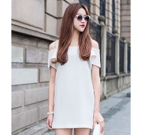 新款歐美版連衣裙(白色)**x152125002 J-10967