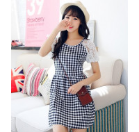 新款韓版連衣裙(單色格紋)**x152144724 J-11167