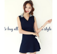 夏裝韓版無袖短裙連衣裙(藍色)**x152153728 J-10972