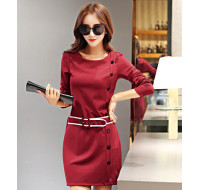 新款韓版氣質針織連衣裙(紅色) J-12027