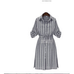 秋季條紋顯瘦襯衣(灰色) J-12072