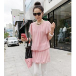 新款飛袖顯瘦連衣裙(粉色) J-12340