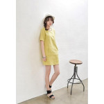 韓版顯瘦亞麻連衣裙(黃色) J-11241