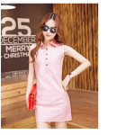 新款秋裝無袖連衣裙(粉色)  J-12098