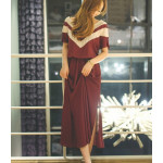 新款長款連衣裙(酒紅色) J-12095