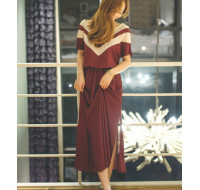 新款長款連衣裙(酒紅色) J-12095