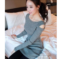 韓版性感針織連衣裙(灰色)  J-12118