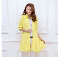 歐美雪紡連衣裙(黃色） J-12090