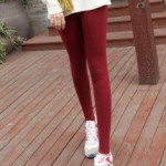 韓國純色全棉高彈外穿打底褲顯瘦小腳九分褲(紅色) J-13112