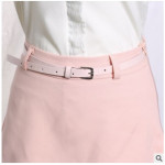 歐美時尚假兩件雪紡翻邊褲裙送腰帶(粉色) J-13071