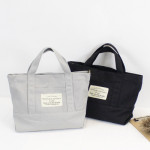 韓版簡約斜帆布包文藝風單肩包手提包環保袋購物袋(灰色) J-13744