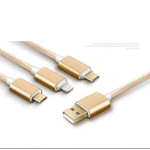 USB適用APPLE 蘋果安卓TypeC 三合一數據線手機數據線充電線(黑色) J-14047