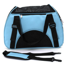 貓狗外出寵物旅行袋折疊包手提包四​​面透氣網格包寵物包(藍色) J-13639
