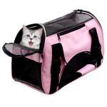 貓狗外出寵物旅行袋折疊包手提包四​​面透氣網格包寵物包(粉色) J-13640