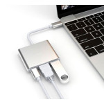 USB 3.1/M TO USB3.1/F+HDMI/F+USB3.0/F轉換線(灰色) J-14203