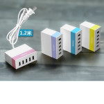 5USB充電頭USB HUB電源轉換器手機平板快充插頭(紫色) J-14139