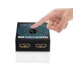 HDMI二對一出切換器HDMI分配器雙向HDMI切換器支持4K(黑色) J-14209