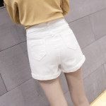 韓版春夏秋冬款百搭學生高腰寬鬆顯瘦短熱褲(白色) J-13783