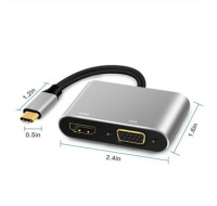USB3.1 Type-C視頻線，USB3.1 Type-c To HDMI母+VGA母頻轉接線 J-14166