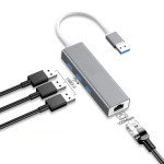 USB to USB3.0 +RJ45高速網路卡 100Mbps HUB集線器(顏色隨機) J-14499