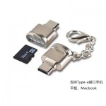 鋅合金type-c microSD/tf手機讀卡機usb3.1多功能type-c otg讀卡機(顏色隨機)(support 500GB SD card) J-14722