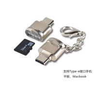 贈品_品名: 鋅合金type-c microSD/tf手機SD卡usb3.1多功能type-c otg SD卡(顏色隨機)(support 500GB SD card) J-14722