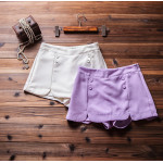 韓版夏季時尚假兩件純色百搭雪紡裙褲短褲(紫色) J-13070