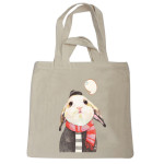 環保袋帆布包復古單肩包手提環保購物袋(兔子)(兩用白色) J-13429