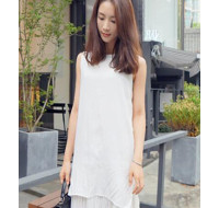 日韓版假兩件連衣裙(白色) J-12408