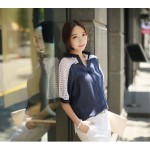新款韓版鏤空襯衣(單色藍色)  J-12528