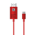 品名: USB3.1 to HDMI 高清轉換線 HUB TYPE-C轉HDMI 4K60hz(紅色) J-14151 全新 G-2417