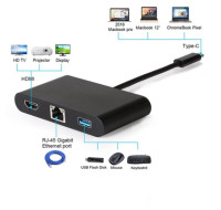 品名: USB C TYPE-C轉HDMI 4K RJ45 USB 3.0 PD適配器電纜轉換器四合一 J-14638 全新 G-4362