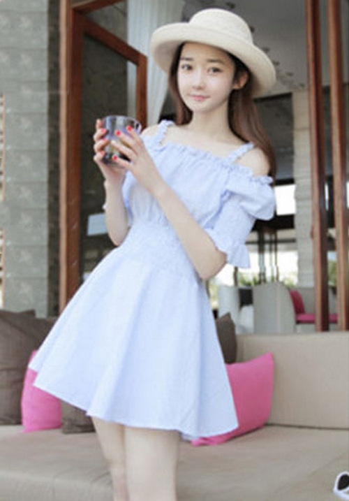新款韓版連衣裙(藍色)