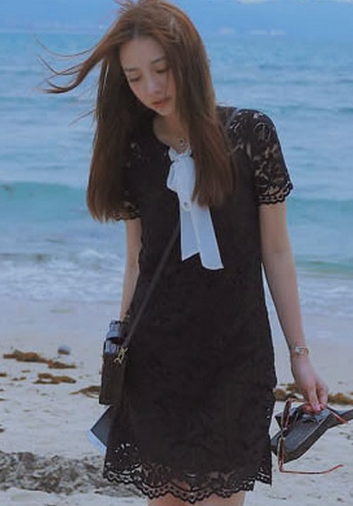 韓版兩件套連衣裙(黑色) TT205552391
