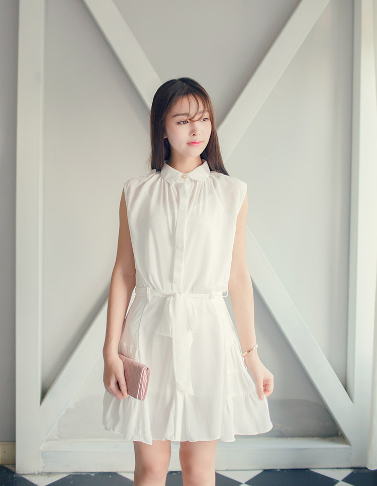 新款韓版無袖洋裝連衣裙(單色白色)**x152150970