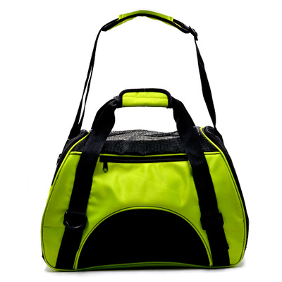 貓狗外出寵物旅行袋折疊包手提包四​​面透氣網格包寵物包(綠色)(42cm)