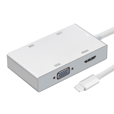 環保包裝TYPE-C USB-C MacBook轉HDMI VGA DVI轉接線四合一4K