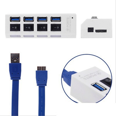 環保包裝USB 3.0 HUB 4PORT 3.0集線器獨立開關(顏色隨機)(不含壓器)