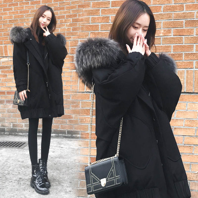 韓版冬季超大毛領棉衣外套學生中長款外套