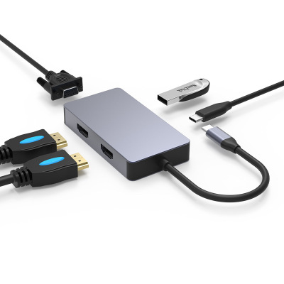 環保包裝type-c USB 雙HDMI VGA PD Mac筆電電腦多功能集線器HUB