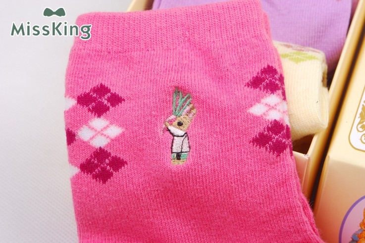 經典小兔純棉菱格女襪(圖卡款式顏色隨機)(共計163雙)